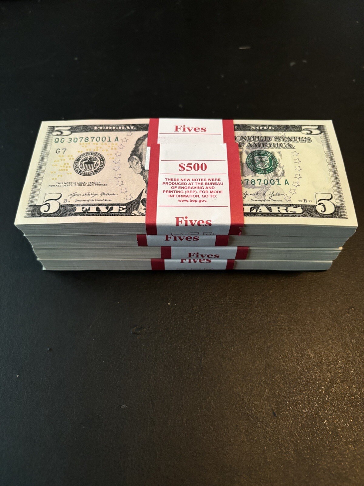 100 ($5 Bills) - 100 Uncirculated Sequential Five Dollar Bills - US Paper Money