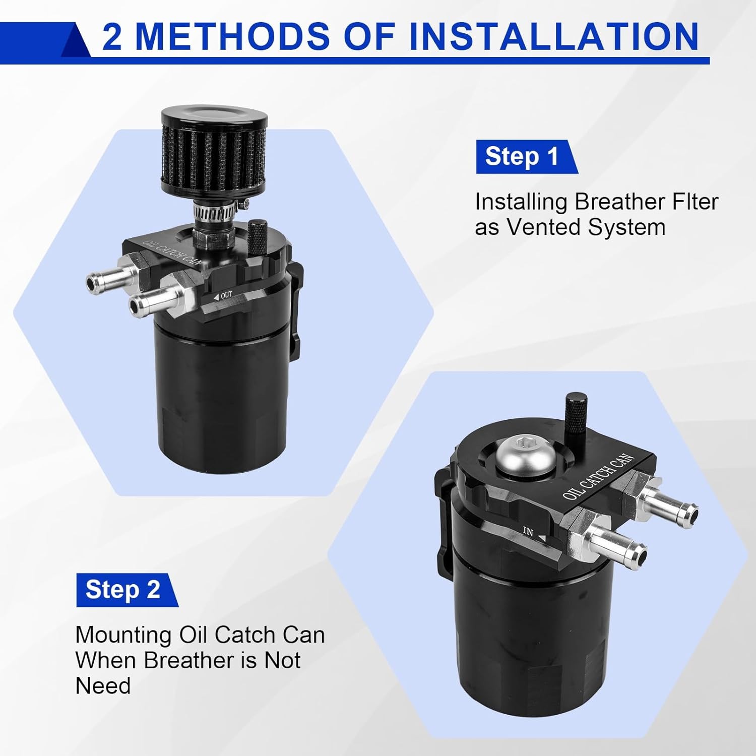 Oil Catch Can, 300ml Black Baffled Catch Can Tank Kit, Aluminum Oil Separator wi