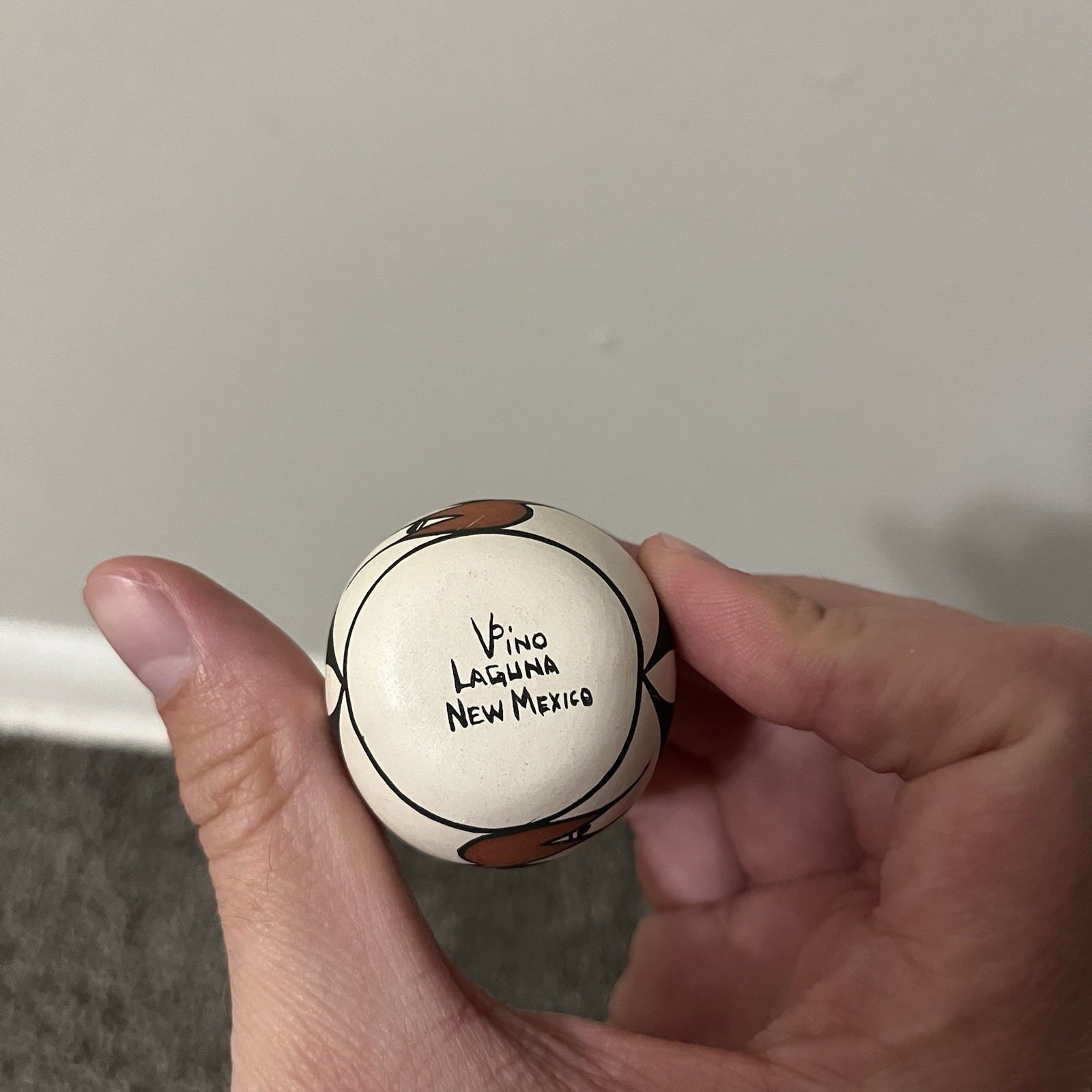 Laguna New Mexico Small Native American Pottery Signed V Pino 2”x 1.5” Vase Bird