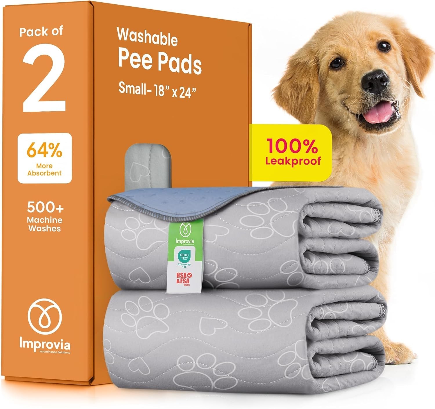 Washable Puppy Pee Pads for Dogs with Pheromones (18" X24" 2 Pack), Traini