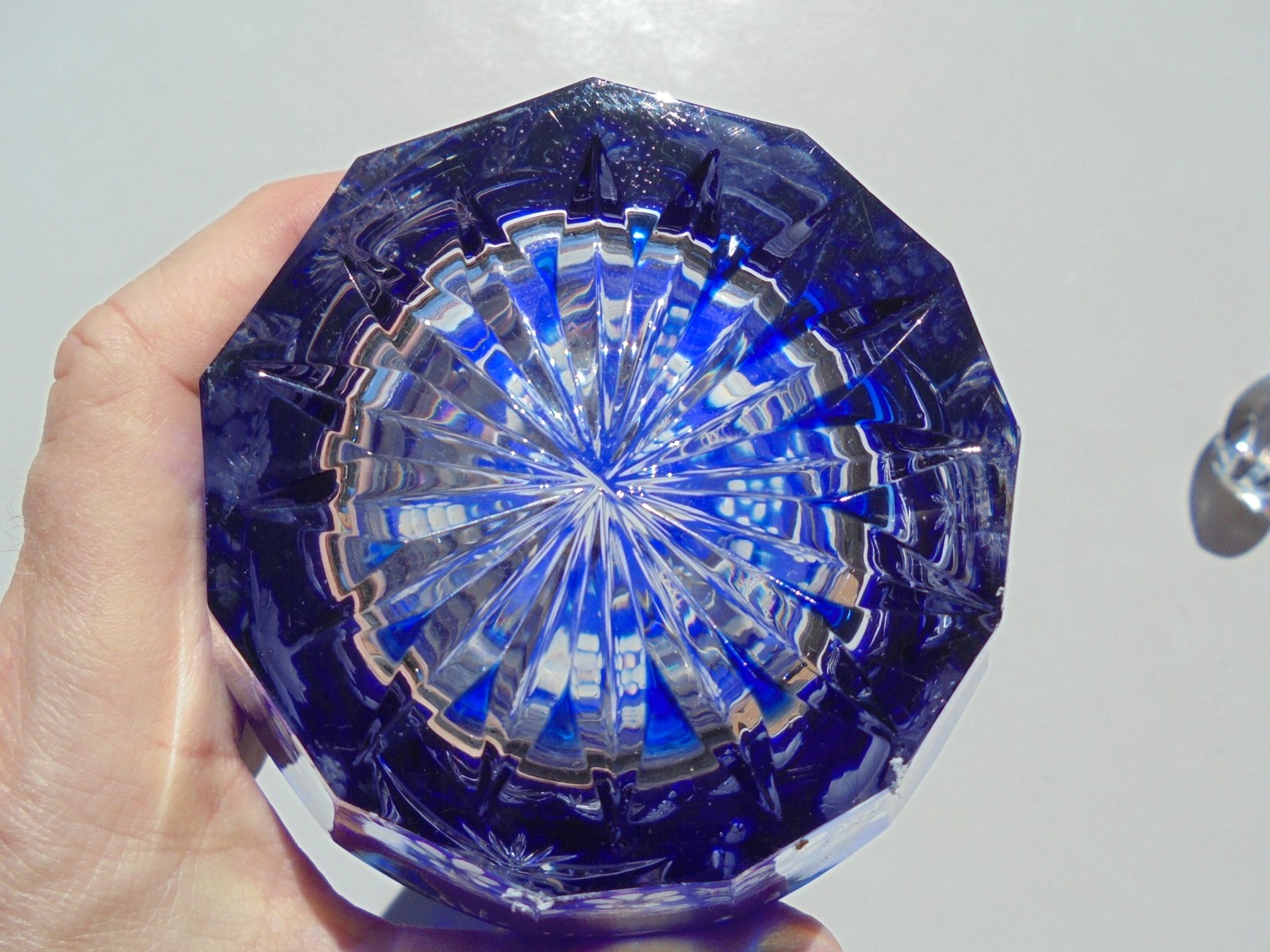 Nachtmann Traube Cobalt Blue Cut to Clear Lg Decanter 15" Excellent