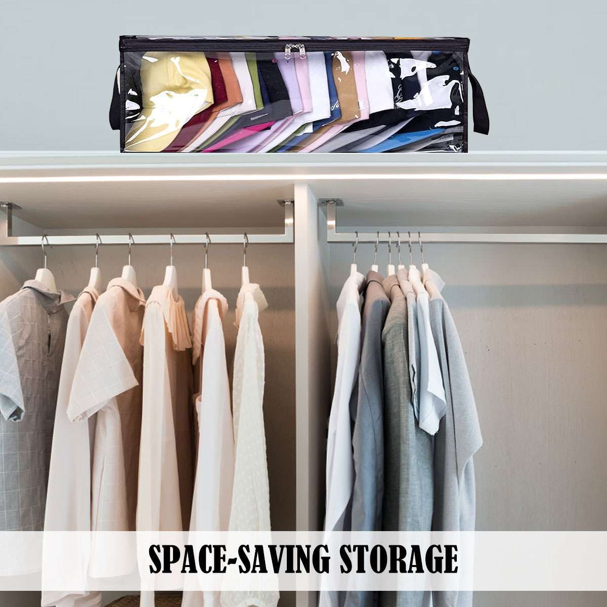 2PCS Hat Storage Dust Bag Baseball Hat Cap Organizer Clear Rack Zipper Black