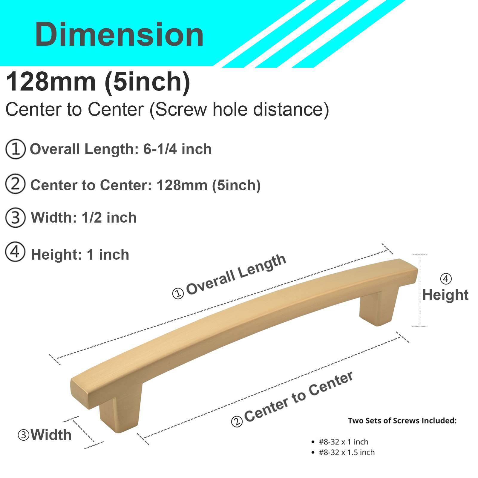 Solid Brushed Champagne Gold Cabinet Pulls Knob Handle Kitchen Bathroom Modern