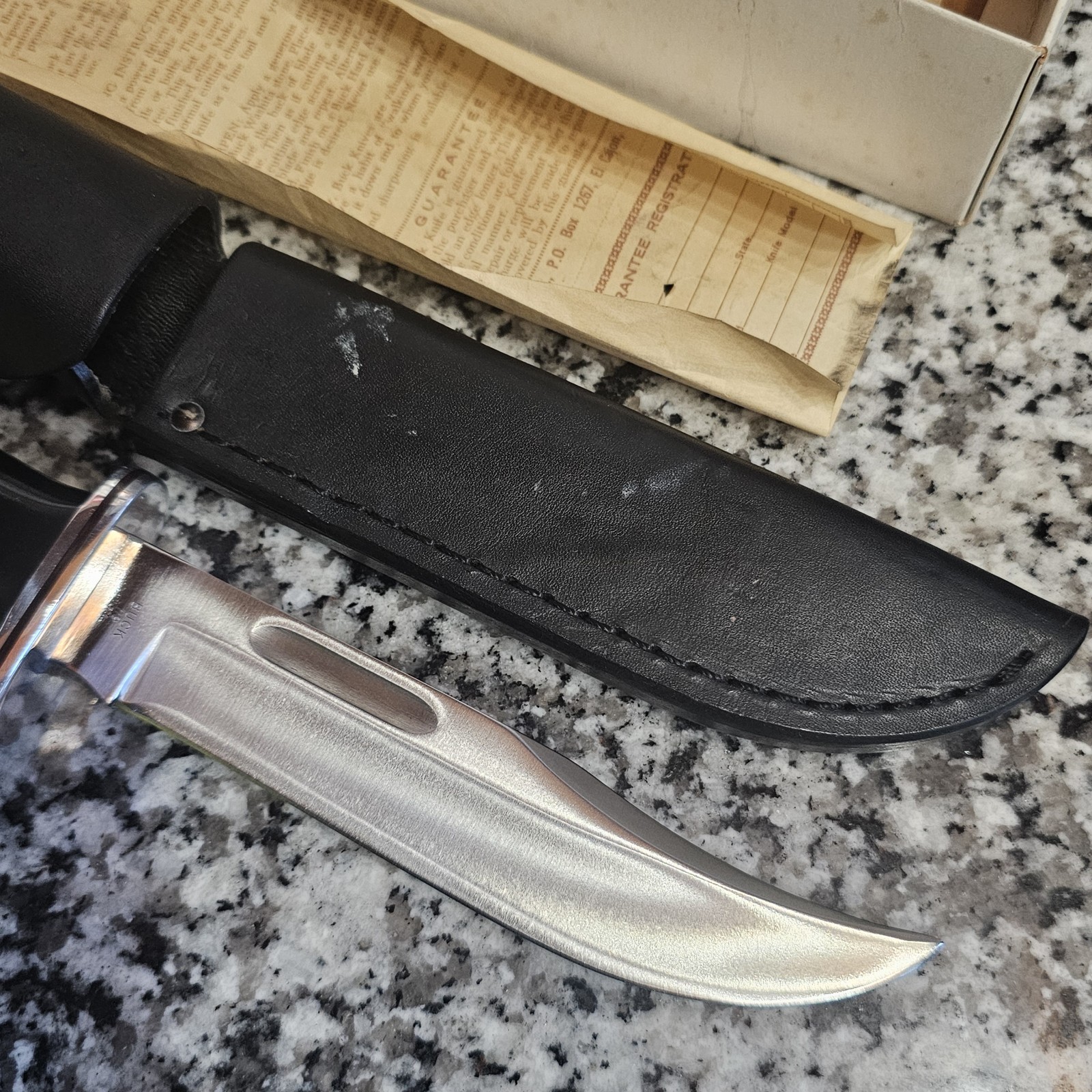 NEW NOS Vintage 10 1/2" 1972-1985 BUCK # 119 Knife w/ Sheath & 118 Box Papers