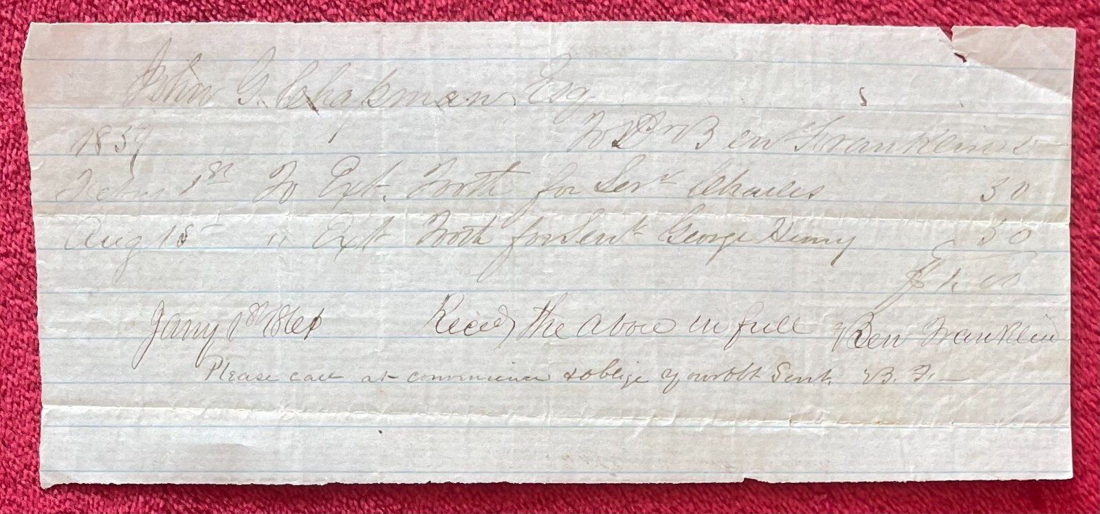1832-1861 DOCTORS BILLS FOR DIFFERENT AILMENTS, TOOTH EXTRACTIONS & VACCINATIONS