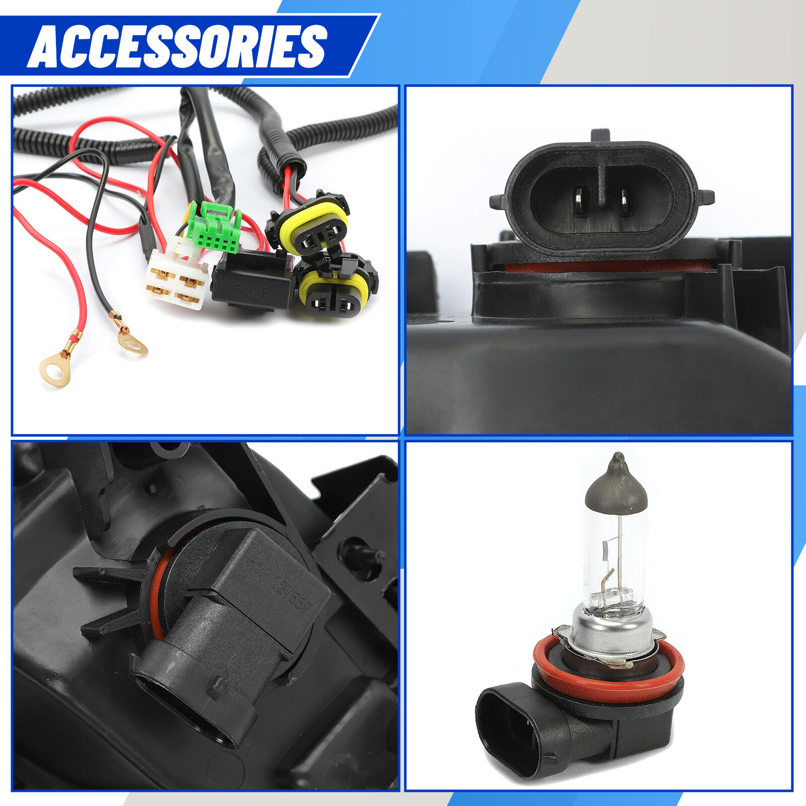 Fit For 2013 2014 2015 Honda Accord Sedan Clear Front Bumper Fog Lights W/ Bulbs