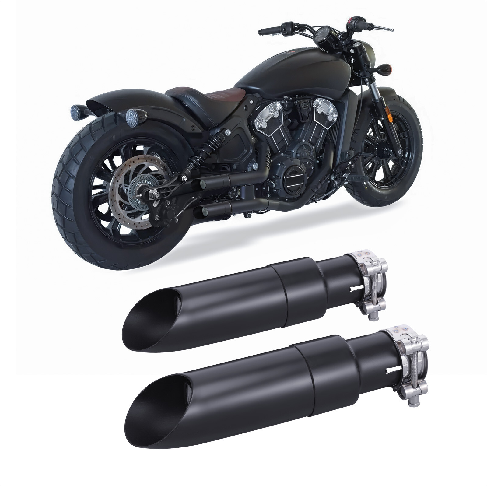 2PCS Shorty GP Exhaust Slip On For Indian Scout Sixty Rogue Bobber 2015-2025 US