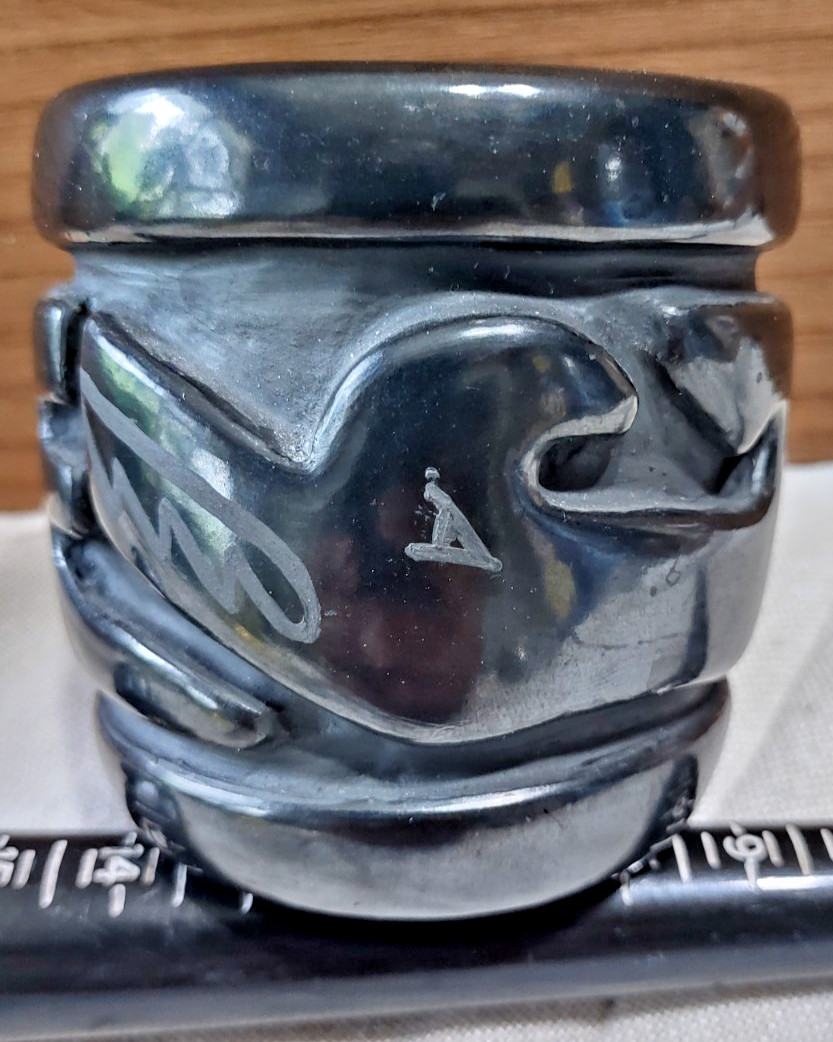 MARGARET TAFOYA SERPENT VASE SANTA CLARA PUEBLO CARVED BLACKWARE POTTERY