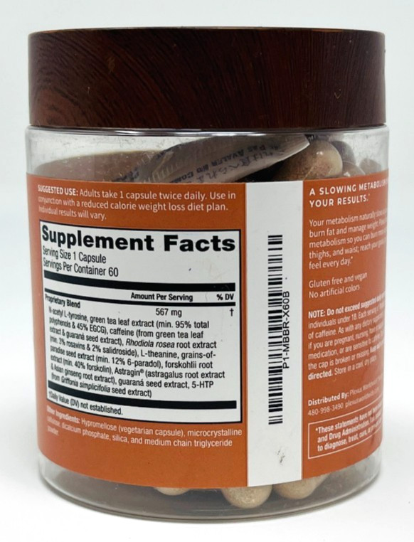 Plexus MetaBurn "Supercharge Your Metabolism" 60 Capsules Weight Management NEW