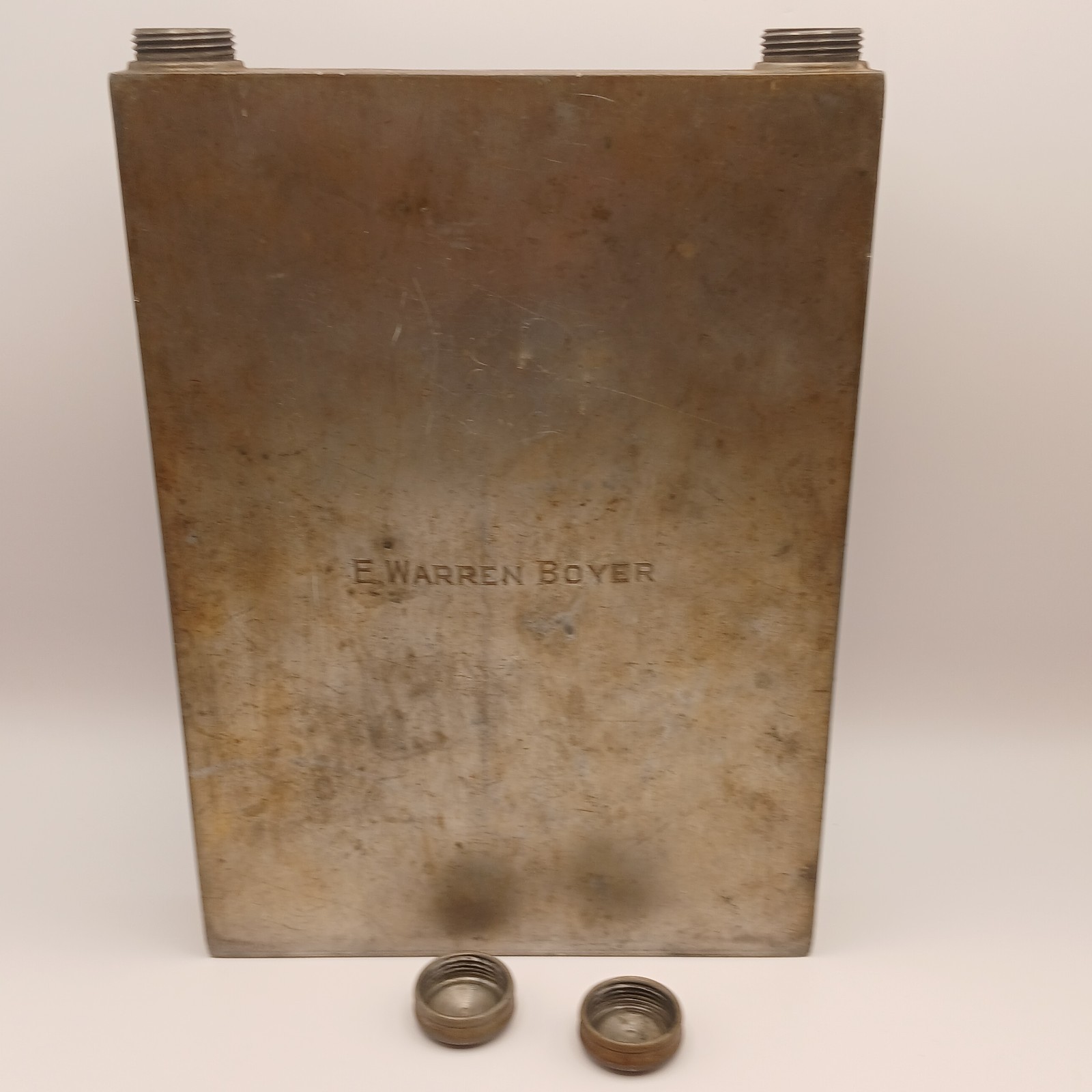 Early 1900s Abercrombie & Fitch Pewter Travel Slab Double Flask Rare Prohibition