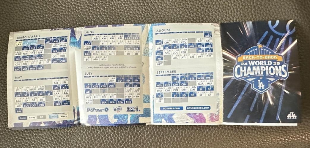 LOS ANGELES DODGERS 2026 POCKET SCHEDULE SHOHEI OHTANI FREEMAN NAKAMOTO