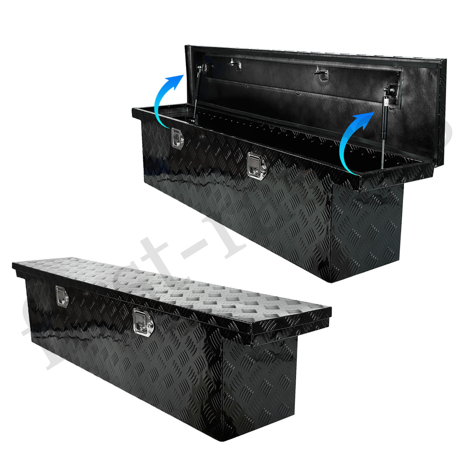 60"X12"X14" BLACK ALUMINUM PICKUP TRUCK TRUNK BED TOOL BOX TRAILER STORAGE+LOCK