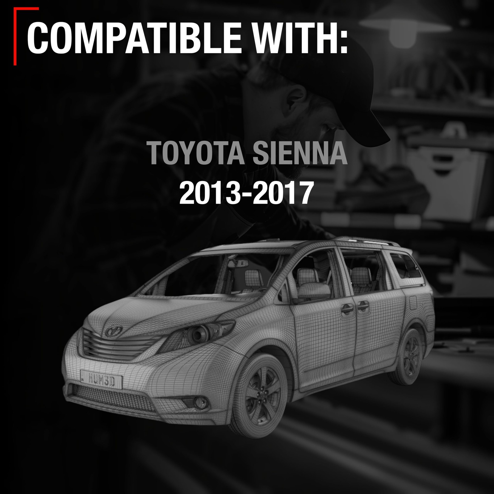 Passenger Mirror for Toyota Sienna - Power, Heated, Blind Spot, Manual Fold -...