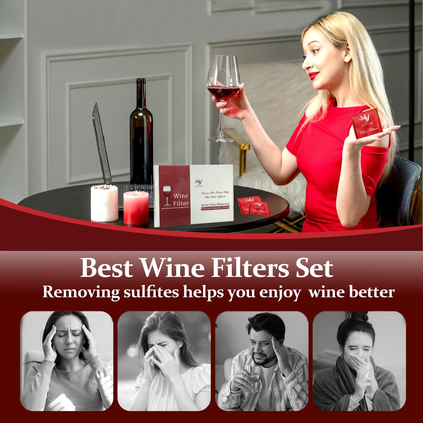 18 Pack Wine Filters, Purifier To Remove Sulfite And Histamine, 18 Packs