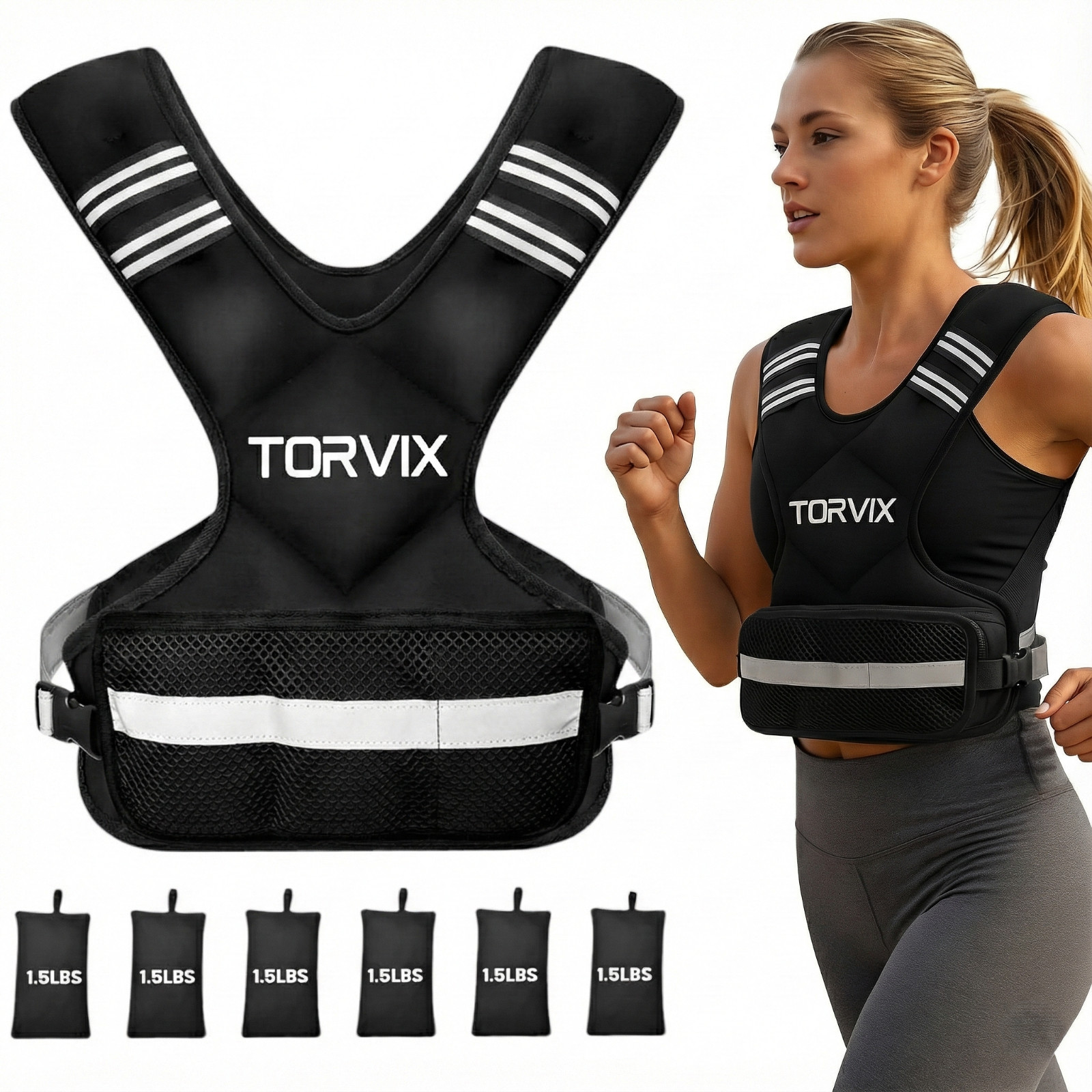 Weight Vest Adjustable 6-15 lb for Women and Men - Walking Running Training Vest