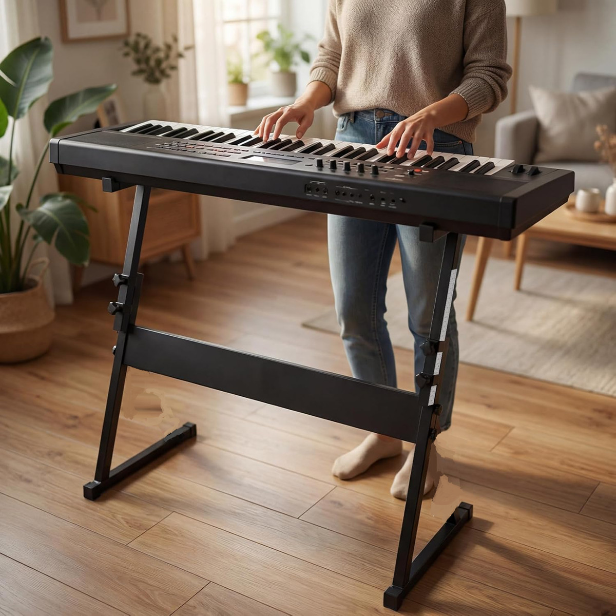Adjust Height Sturdy Z-Stand Electronic Keyboard Stand Compatible for 61~88 Keys