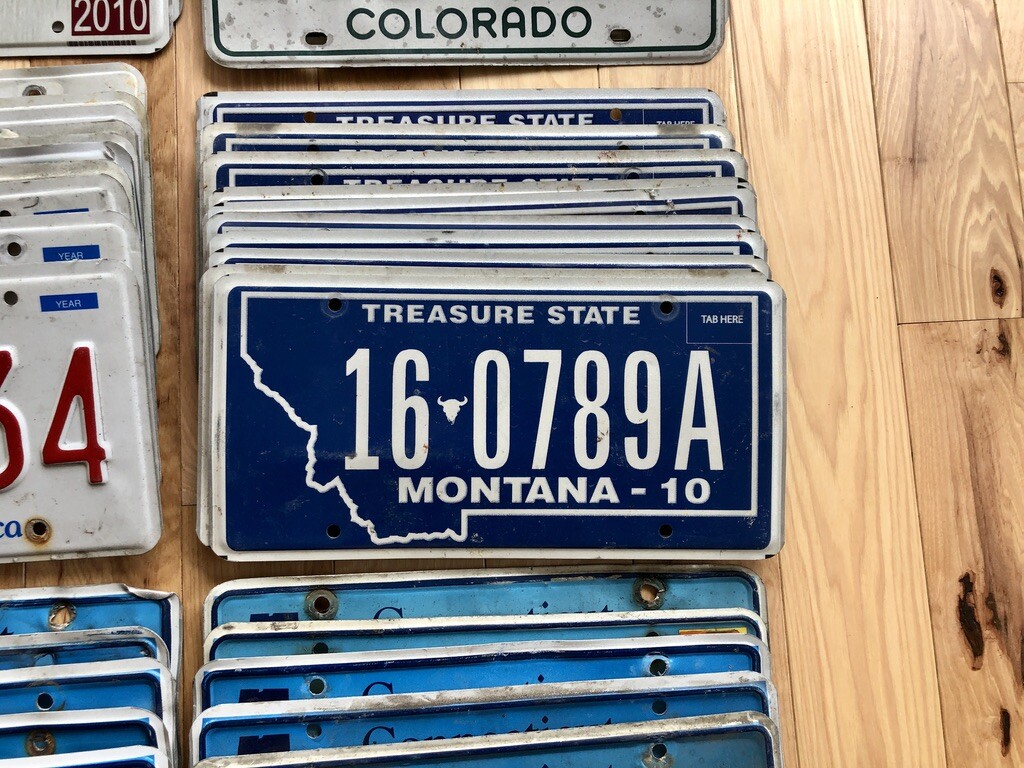 100 License Plates- 10 of Each State in Craft Condition