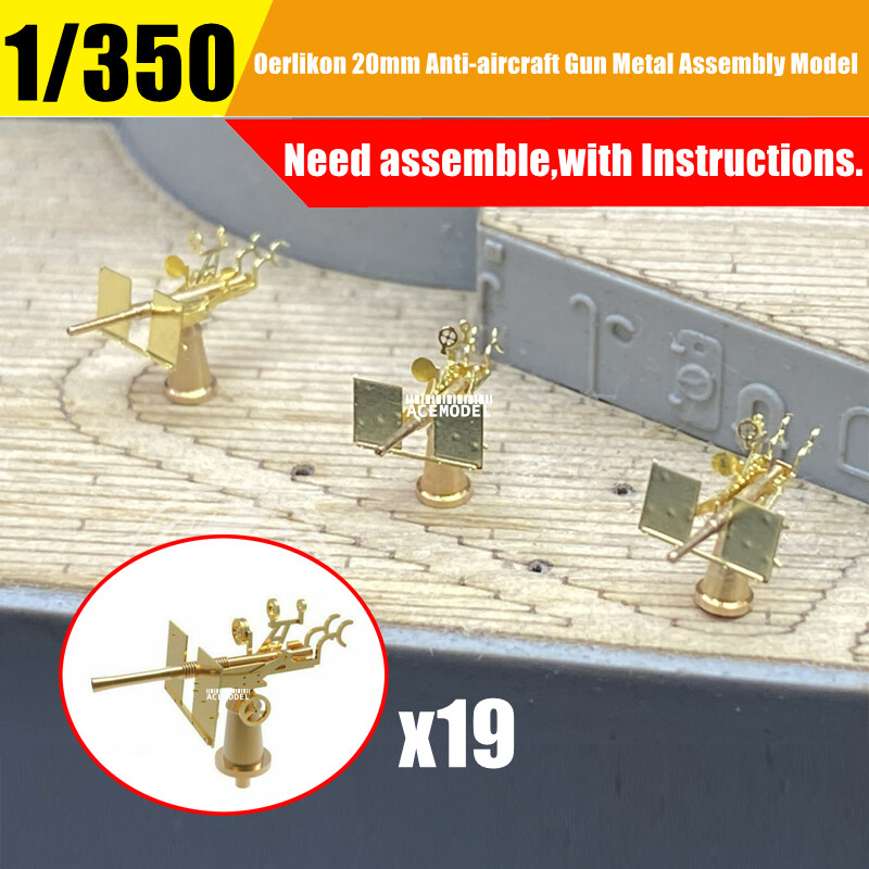 1/350 Battleship 19PCS 20mm Oerlikon Anti-aircraft Flak Metal Assembly Detail-up