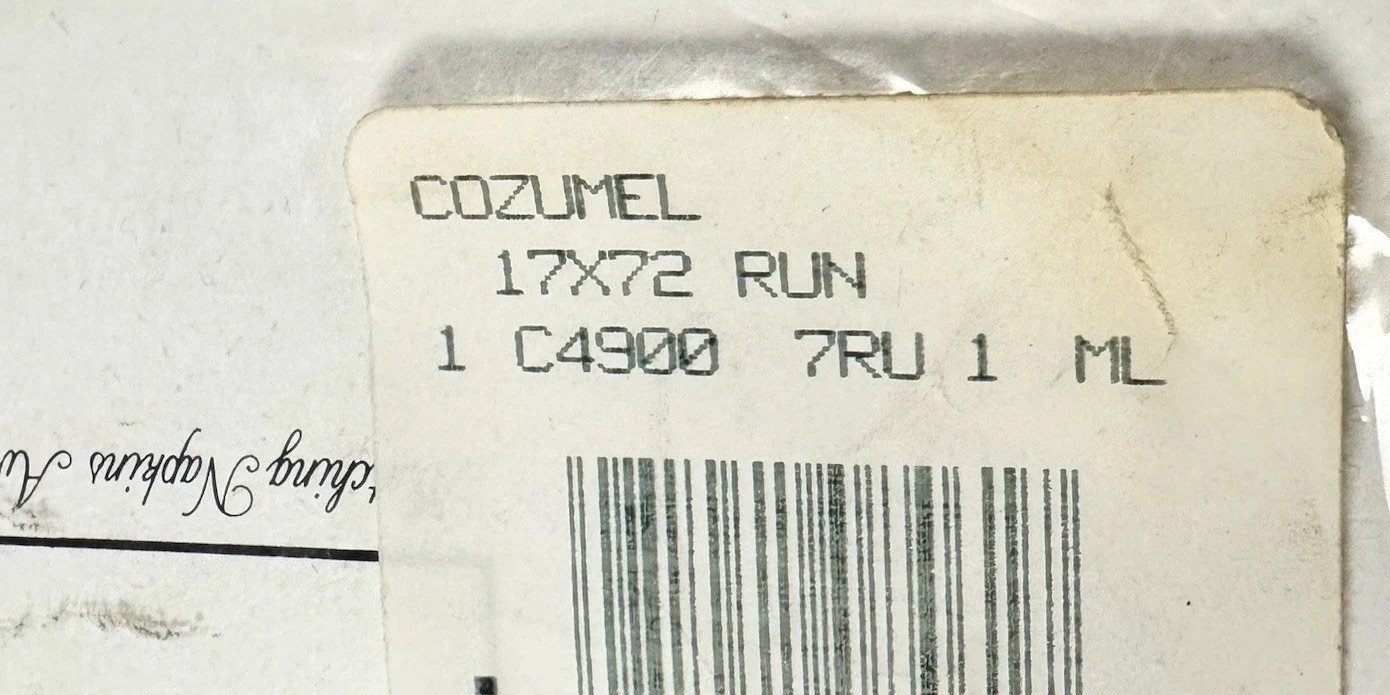 Vintage 90s Cozumel Beach Print Table Runner 15x70 Tropical Leaf Pastel NEW