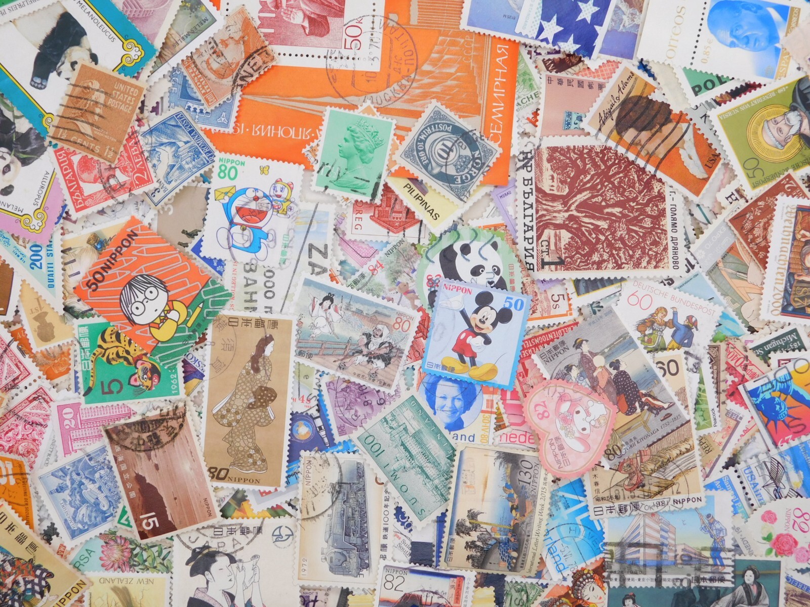 STAMP WORLD WIDE 1000pc lot off paper kiloware used FREE SHIP contain 20% JAPAN