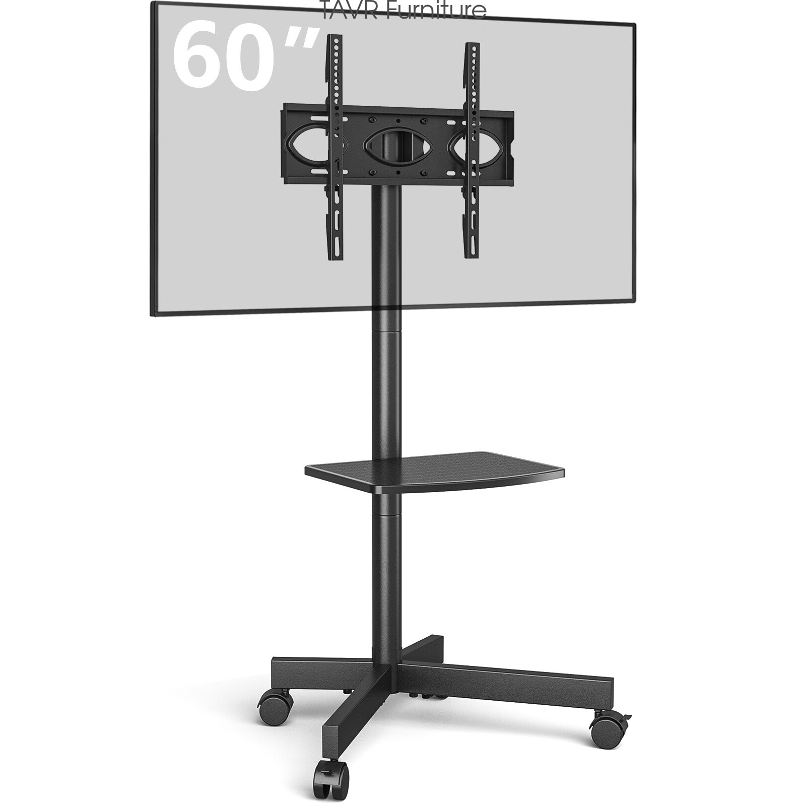 Mobile Rolling TV Stand TV Cart with Wheels for 32 to 60 inch Flat TVs, Shelf