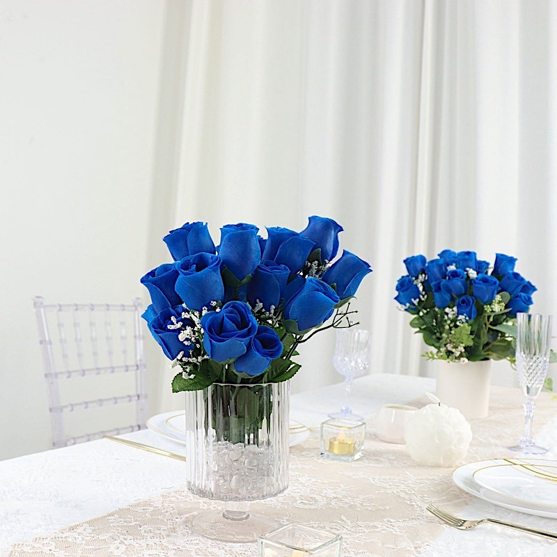 84 Royal Blue SILK ROSE BUDS Wedding Party Flowers Bouquets Decorations on SALE
