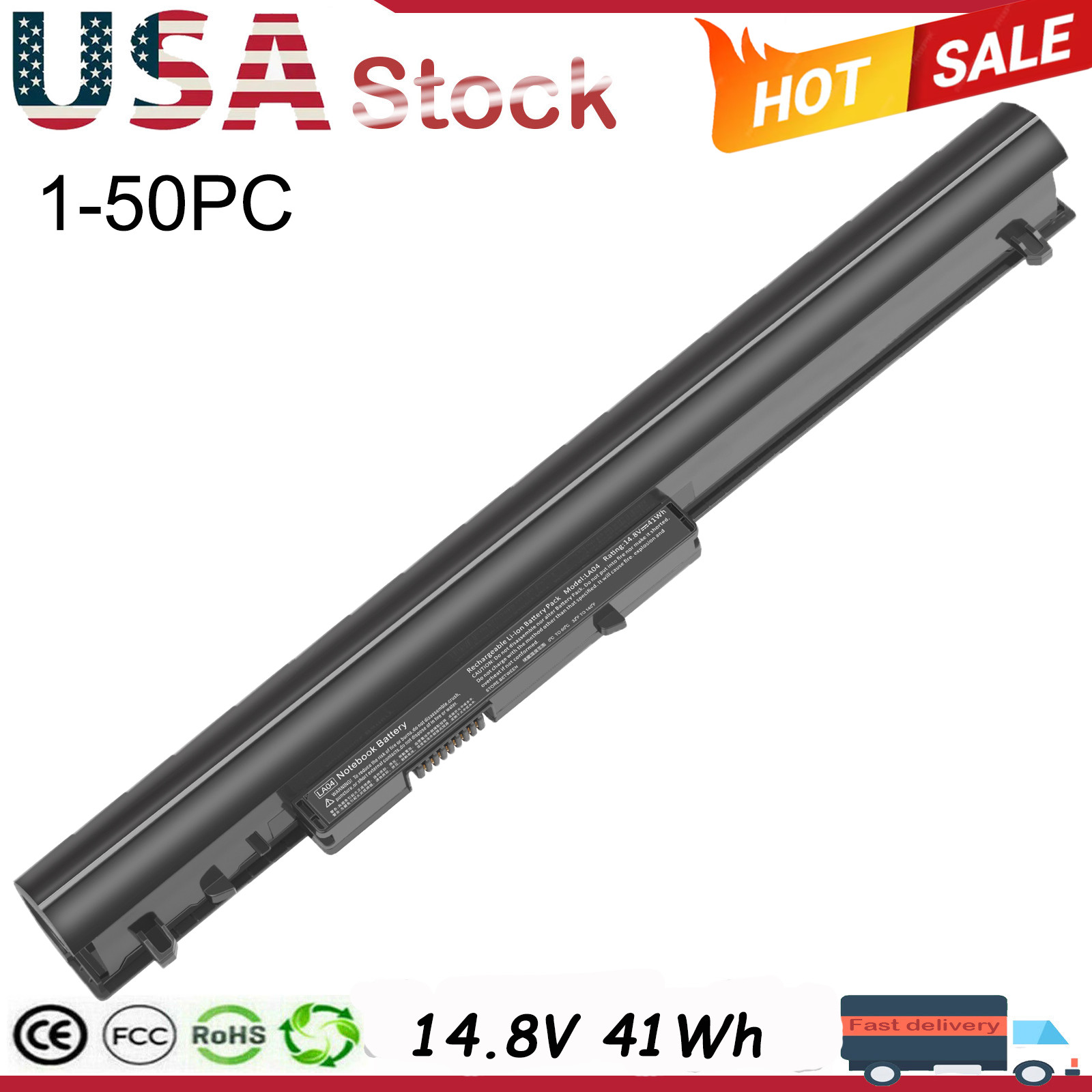 Lot 50PC BATTERY For HP SPARE 776622-001 (LA03 LA04) 15-f272wm 15-f222wm 14.8V