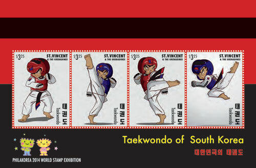 St. Vincent 2014 - Taekwondo of South Korea Philakorea - Sheet of 4 Stamps - MNH