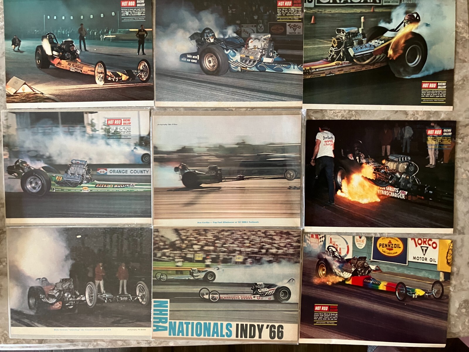 1967-70 AA/F Prodhomme Garlits NHRA Hot Rod Gallery Fuel Dragsters Lot of 9