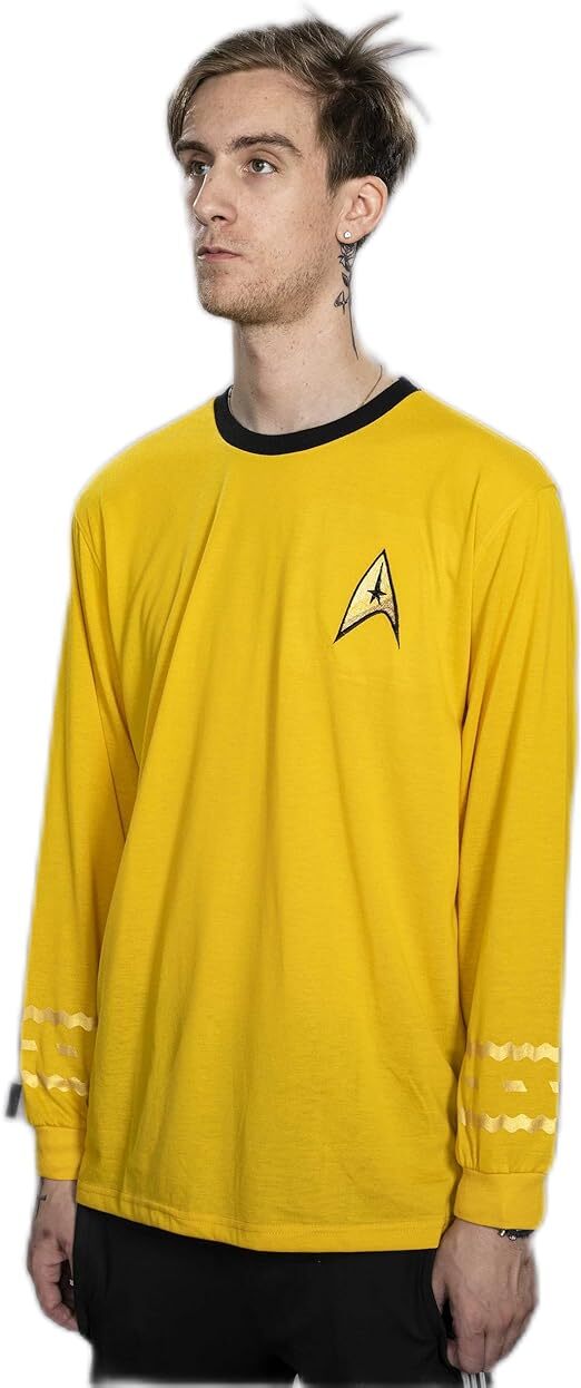 Adult Star Trek Long Sleeve Halloween Costume T-shirt Captain Kirk Cosplay Tee