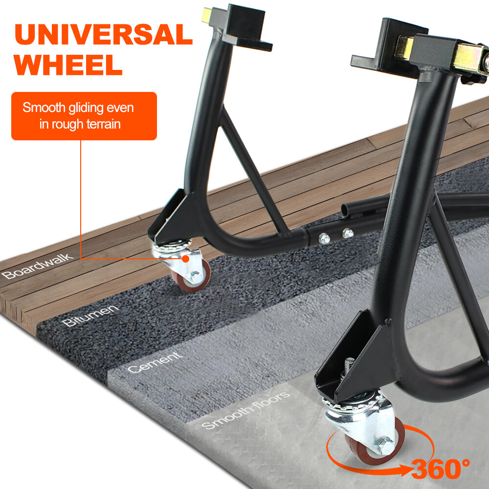 Steel Motorcycle Rear Wheel Mobile Lift Frame Bracket Stand Universal Black