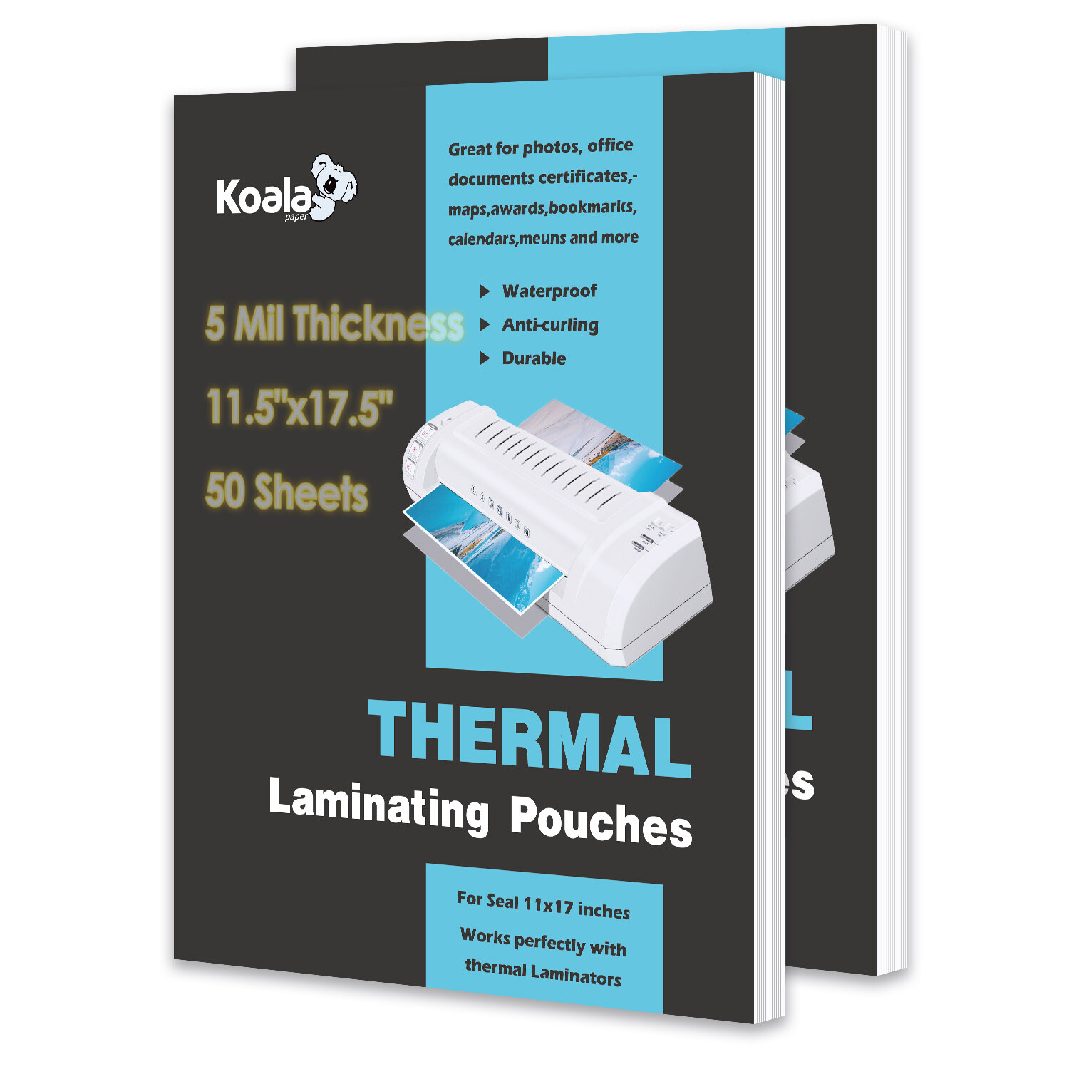 Koala Thermal Laminating Pouch 11.5x17.5 100 Sheets 5 Mil 9 X 11.5 11x17 A3 A4
