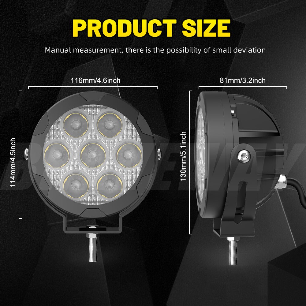 Pair Yellow White Motorcycle LED Spot Light Auxiliary Headlight Fog Driving Lamp