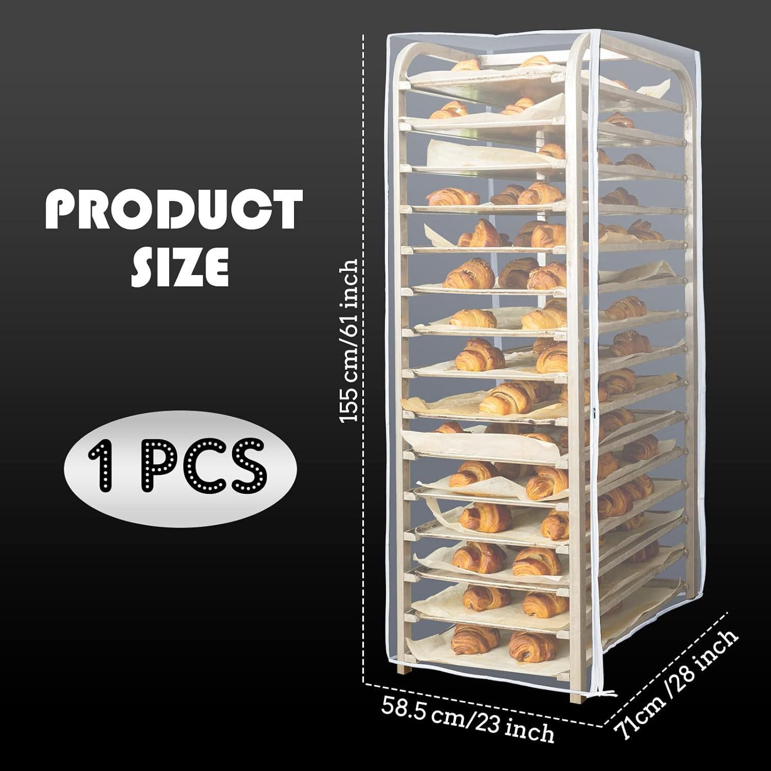 530387 Commercial-Grade Sheet Pan/Bun Pan Rack Cover, Plastic, 20-Tier, 28" L
