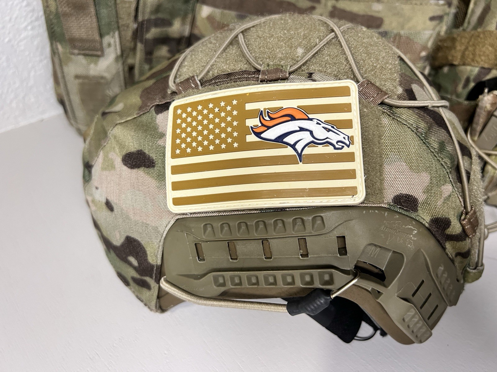 Denver Broncos American Flag PVC Patch with Velcro, New