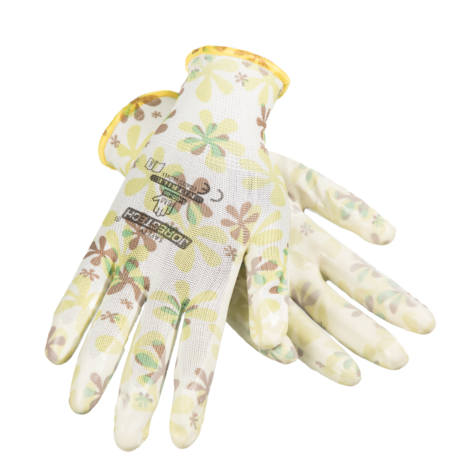 Garden Gardening Yard Gloves Nitrile Dipped Anti-Slip Knit Wrist 4 pairs NEW