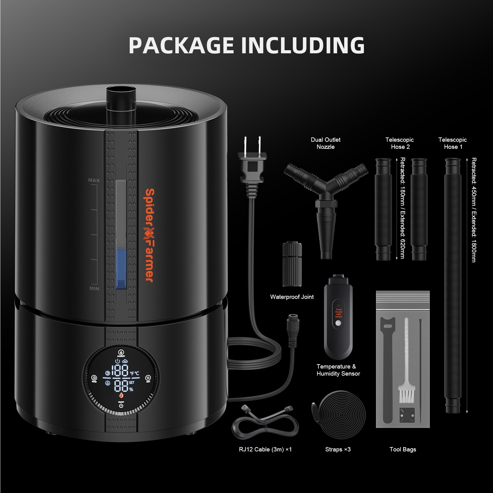 Spider Farmer 5L Air Humidifier Ultrasonic Cool Mist Humidifier with RJ12 Cable