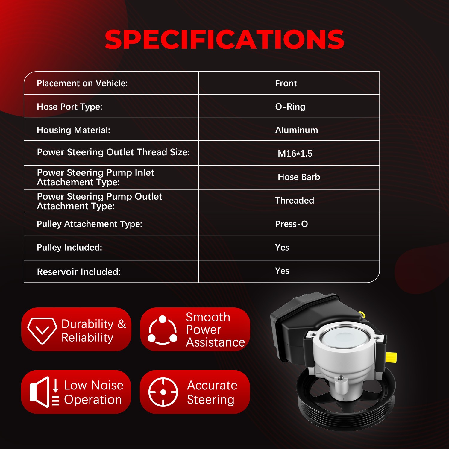 Power Steering Pump w/ Reservoir Pulley 20-69989 For Chevrolet Impala Monte 3.5L