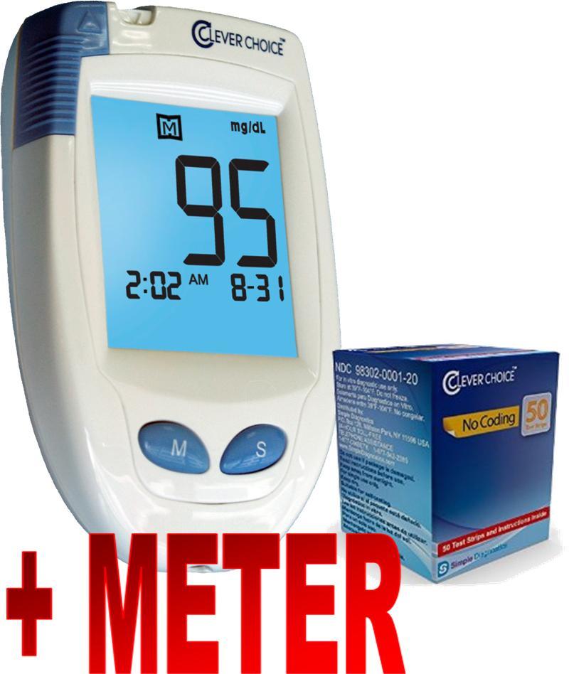 Clever Choice HD Blood Glucose Meter with 50 Strips