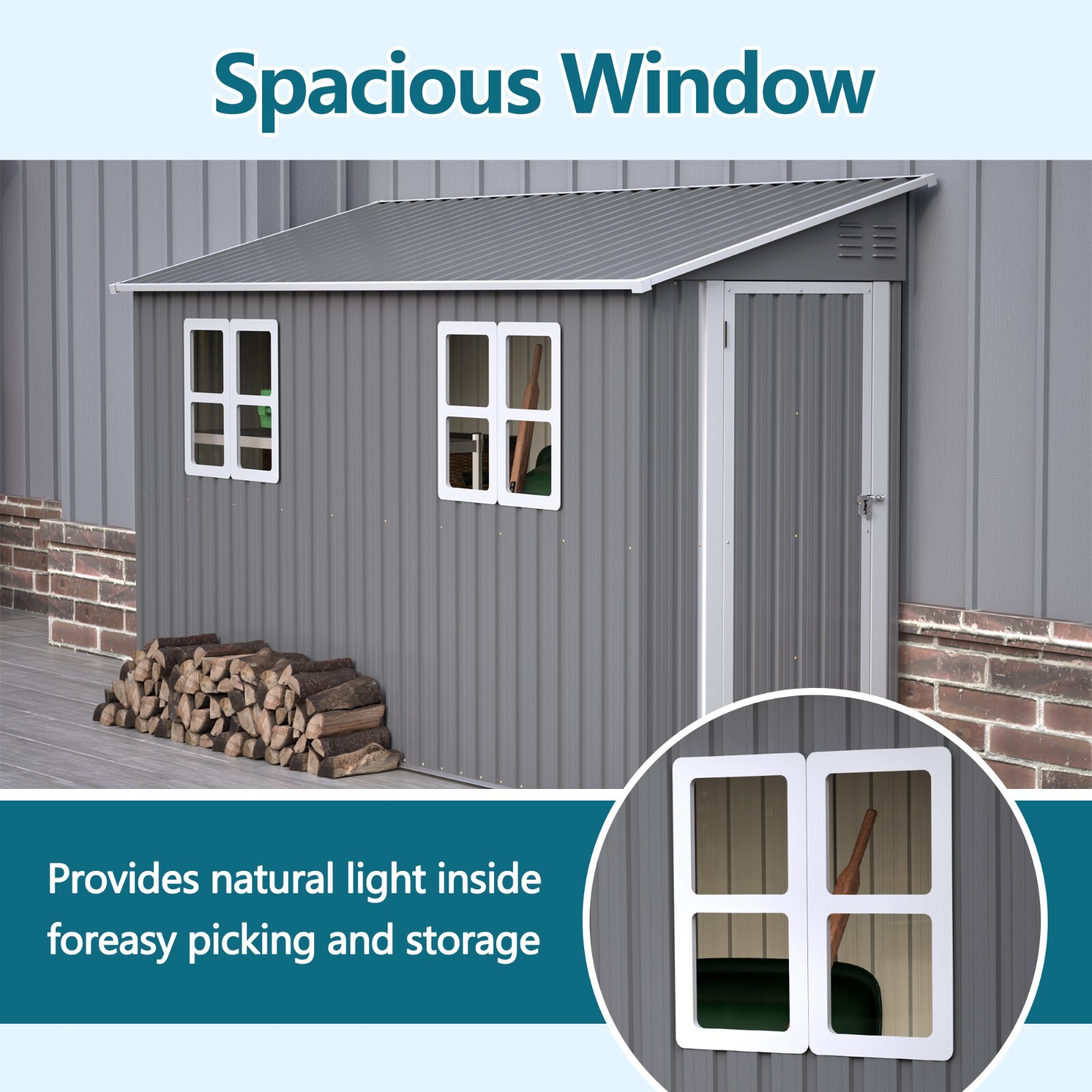 4'x10' Metal Outdoor Storage Shed Large Garden Tool Shed w/Floor Kit & 2 Windows