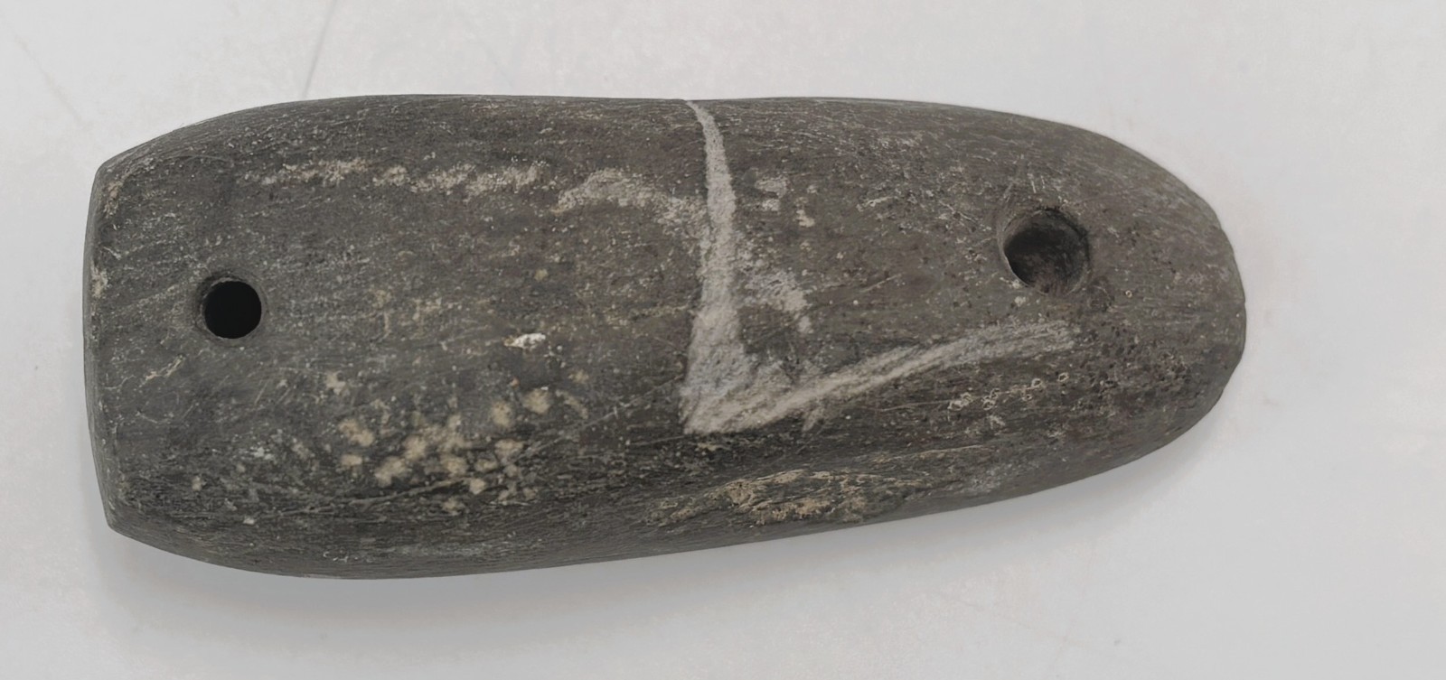 Early Native American Slate 2 Hole Gorget Thick Artifact Ohio Find