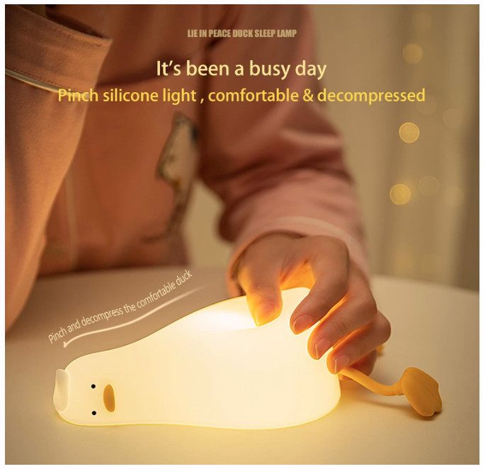 LED Duck Lamp Cute Squishy Dimmable Silicone Bedside Light with Touch Control