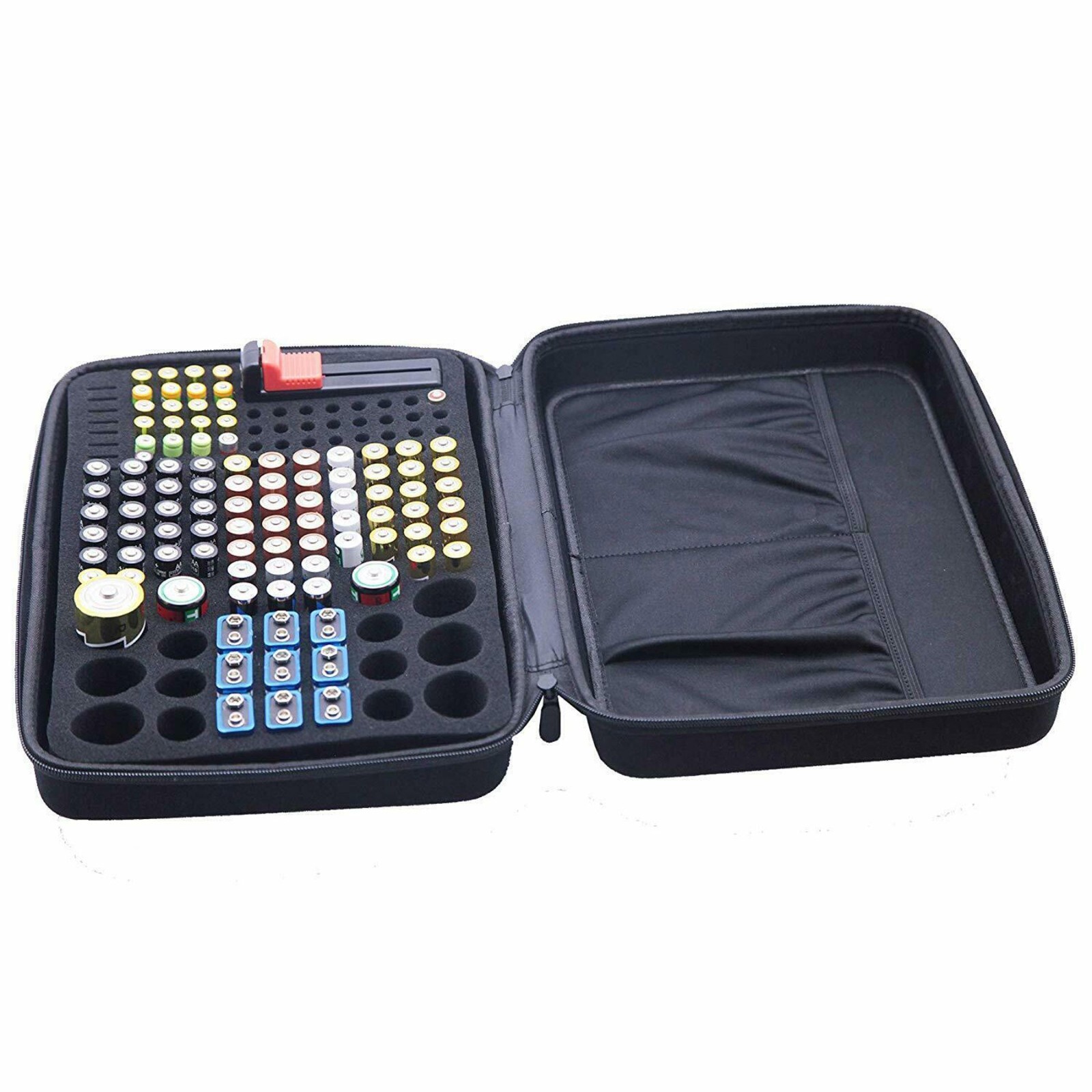Battery Organizer Case with Tester, Storage Holder for Batteries, Garage Box