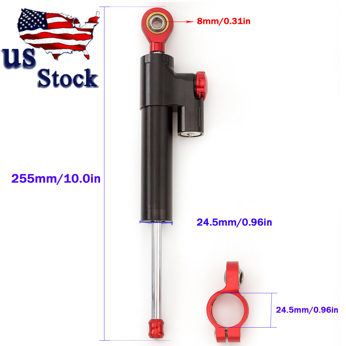 Motorcycle Universal FXCNC Black Adjustable Steering Damper Stabilizer Part
