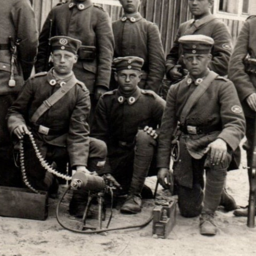 German Soldiers Machine Gun Badge Friekorps Real Photo Postcard RPPC