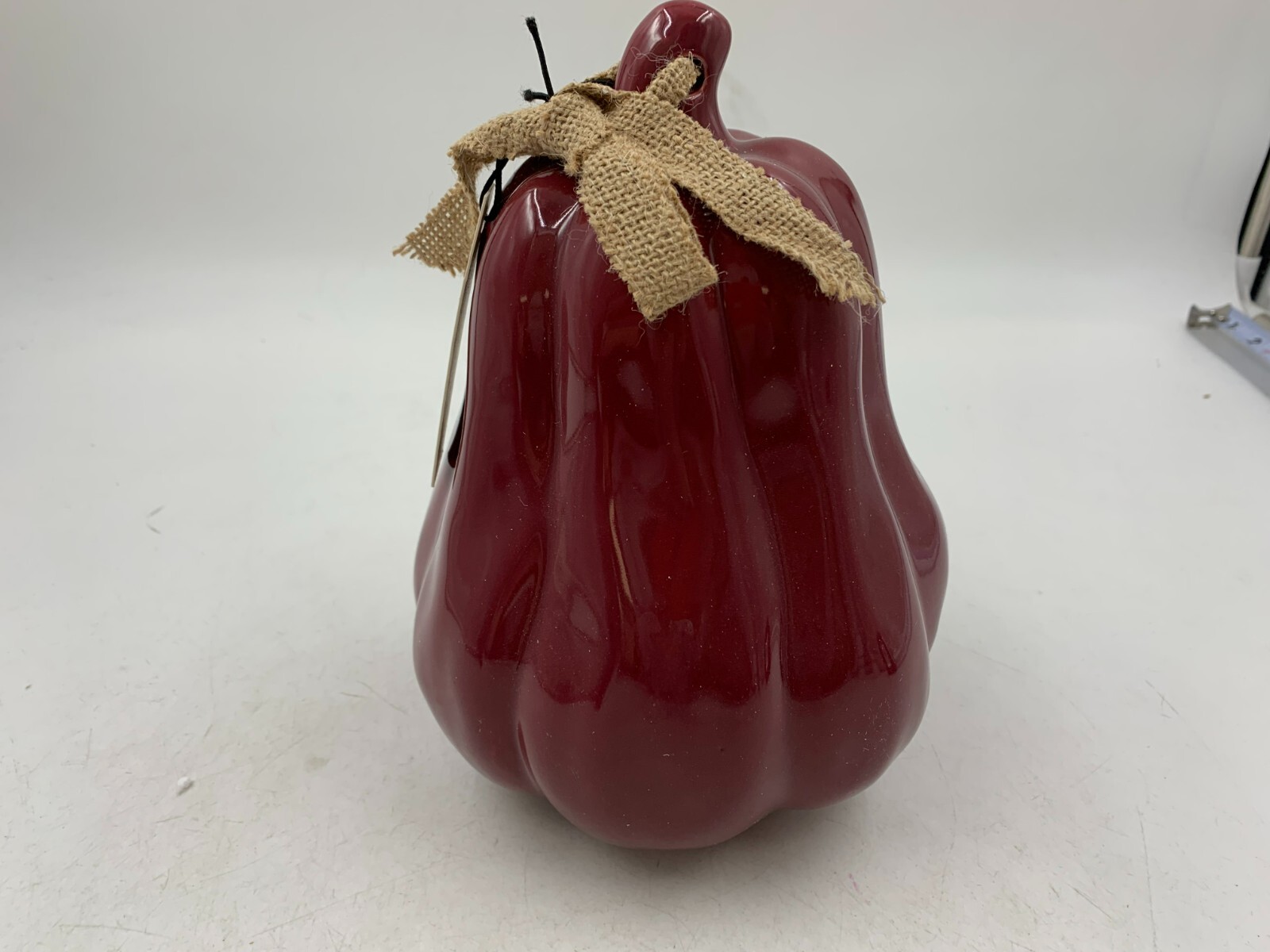 Rae Dunn Ceramic 8in Burgandy Thankful Fall Gourd Birdhouse AA01B22023
