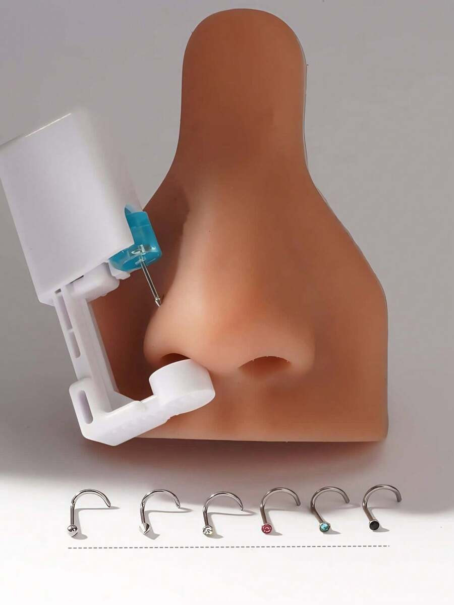 Nose Piercing Gun 7X Self Piercing Rivet Gun For Nose Ear Painless Piercing Gun