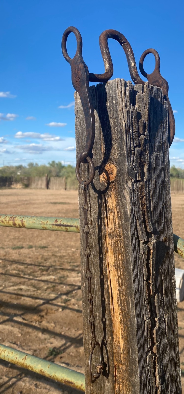 High Port Old Rusty Horse Bit w/ Rein Chains - Antique Collectible Great Deco!