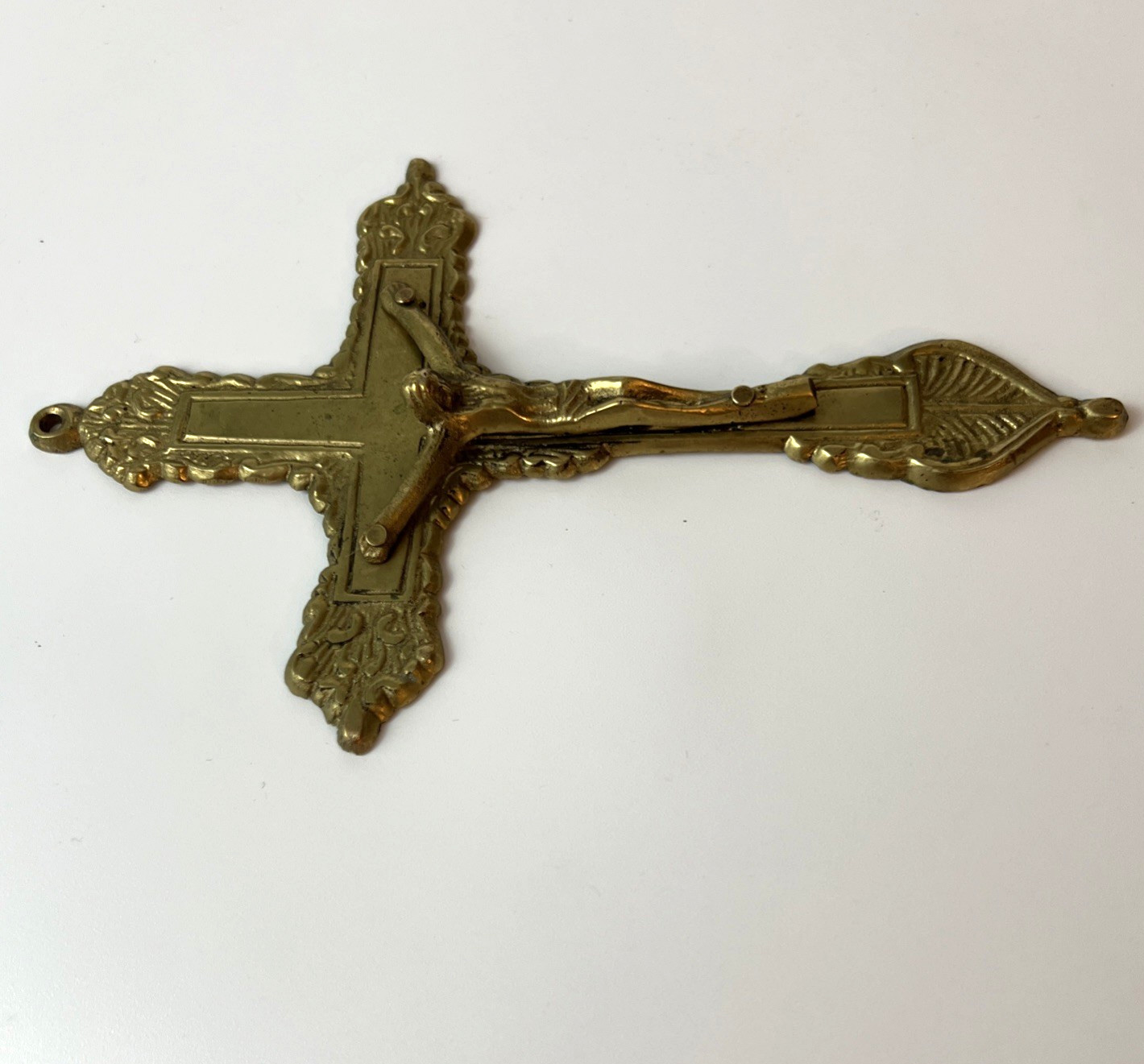 Vintage Ornate Brass Crucifix Wall Hanging Cross Catholic Religious Jesus