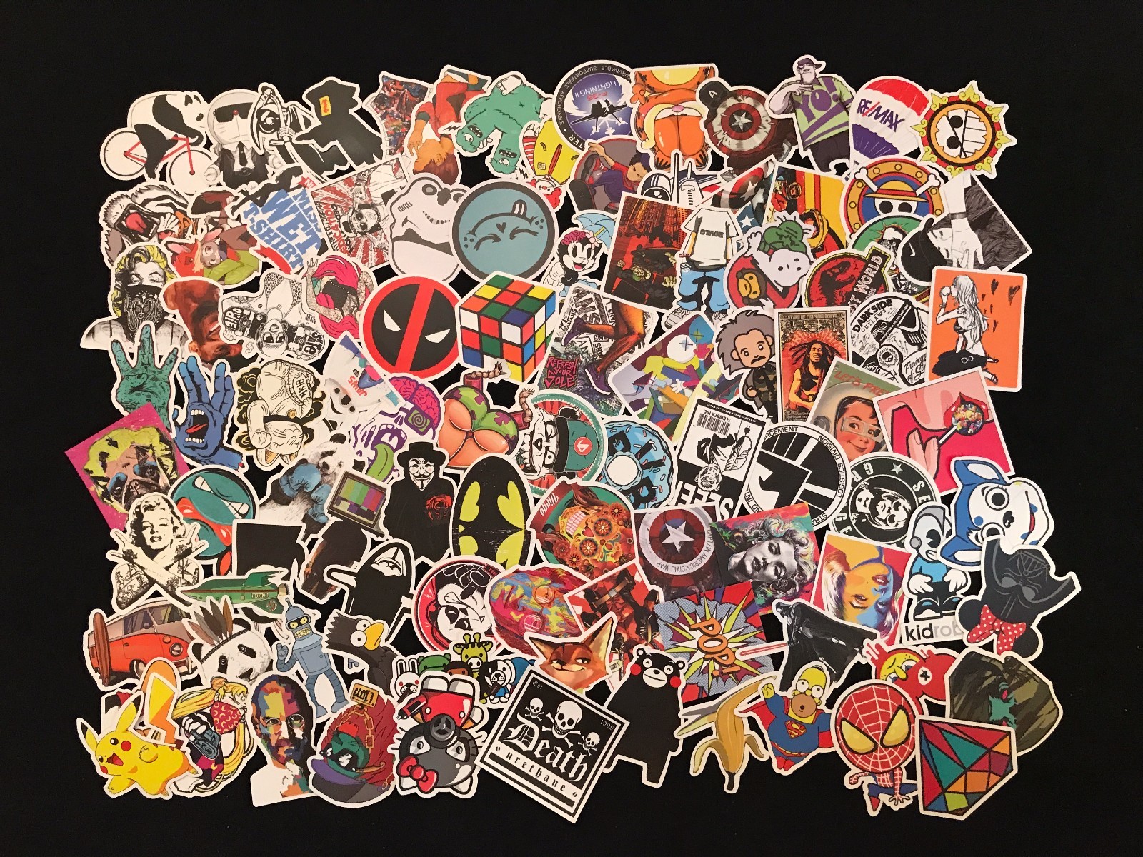 100 Random Skateboard Stickers Bomb Vinyl Laptop Luggage Decals Dope Sticker Lot